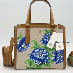 🔥💝NeW! Tory Burch Emerson Ditsy Canvas Satchel